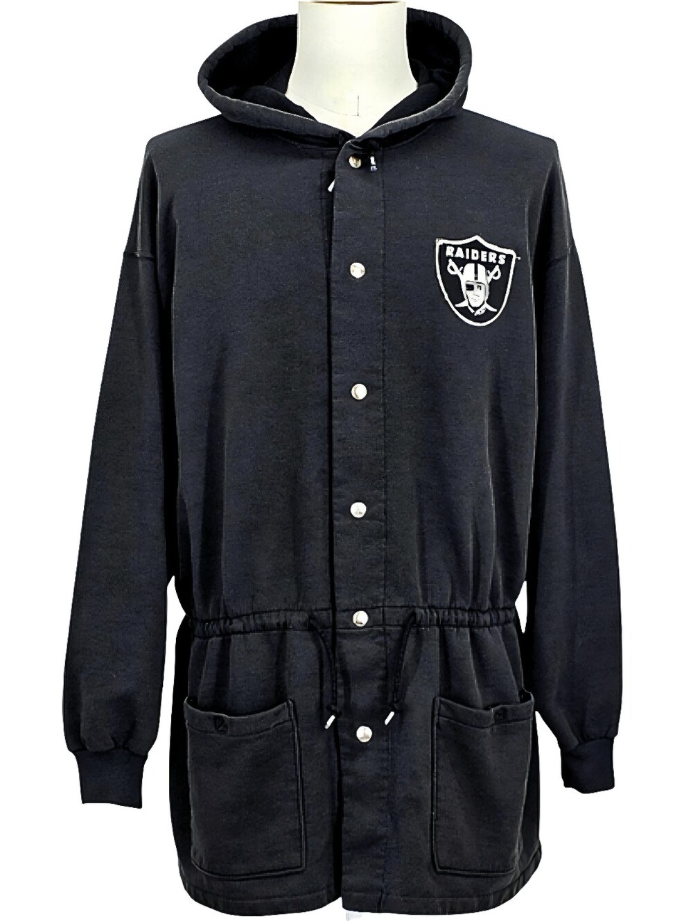 Vintage Raiders 90s Jacket XL Hooded Snap Front USA Black NFL
